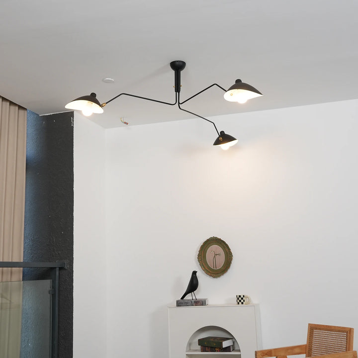 Black_3-Arm_Duckbill_Spider_Ceiling_Light_Lit_Up_Warm_Glow_Woorglamp