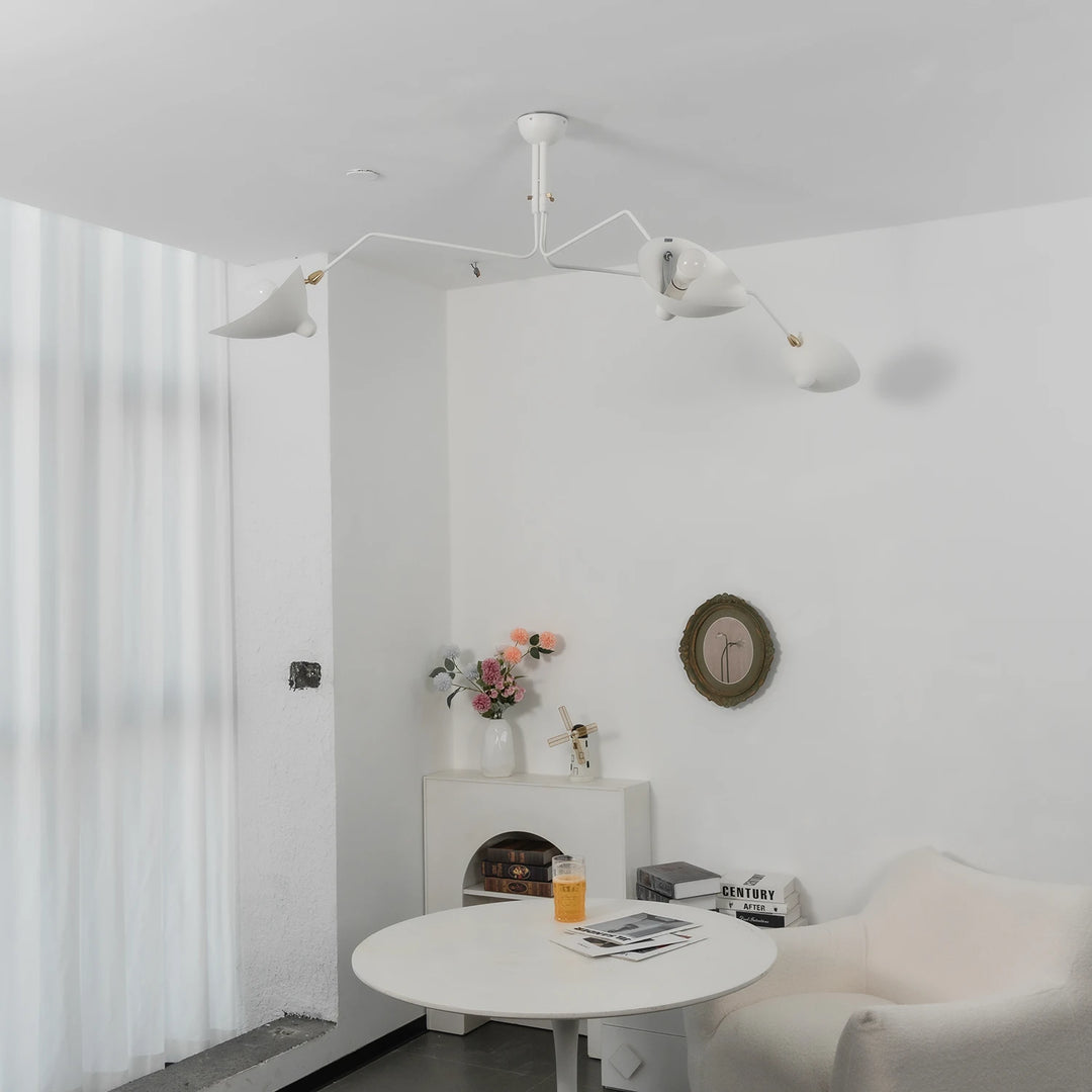 White_3-Arm_Duckbill_Spider_Ceiling_Light_Unlit_Bright_Space_Woorglamp