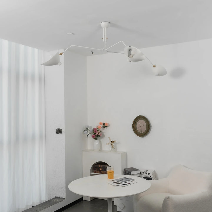 White_3-Arm_Duckbill_Spider_Ceiling_Light_Unlit_Bright_Space_Woorglamp