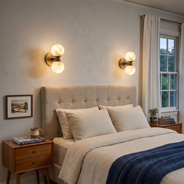 Alabaster Celestia Dual Orb Wall Light