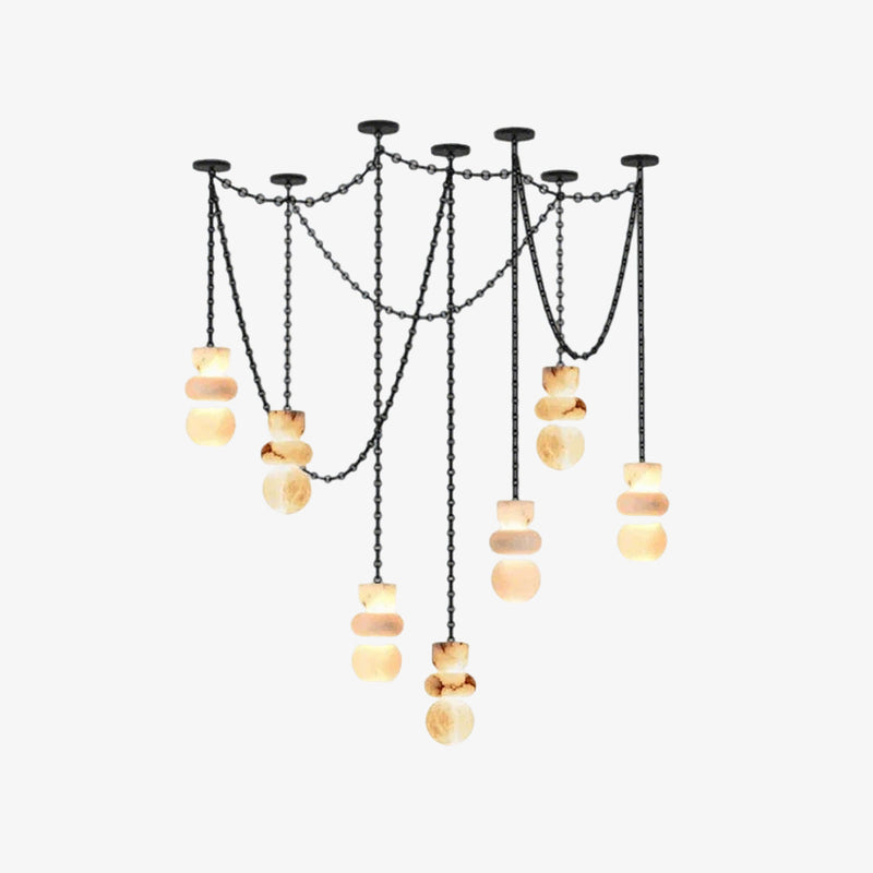 Alabaster Cylindrical Chain Chandelier | Woorglamp