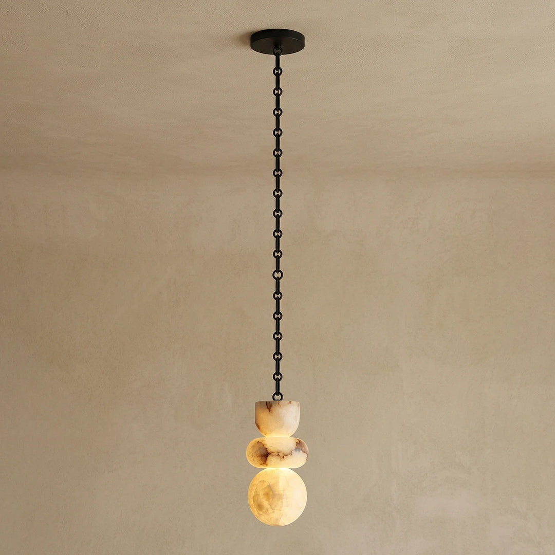 Alabaster Cylindrical Chain Chandelier