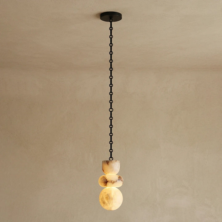 Alabaster Cylindrical Chain Chandelier