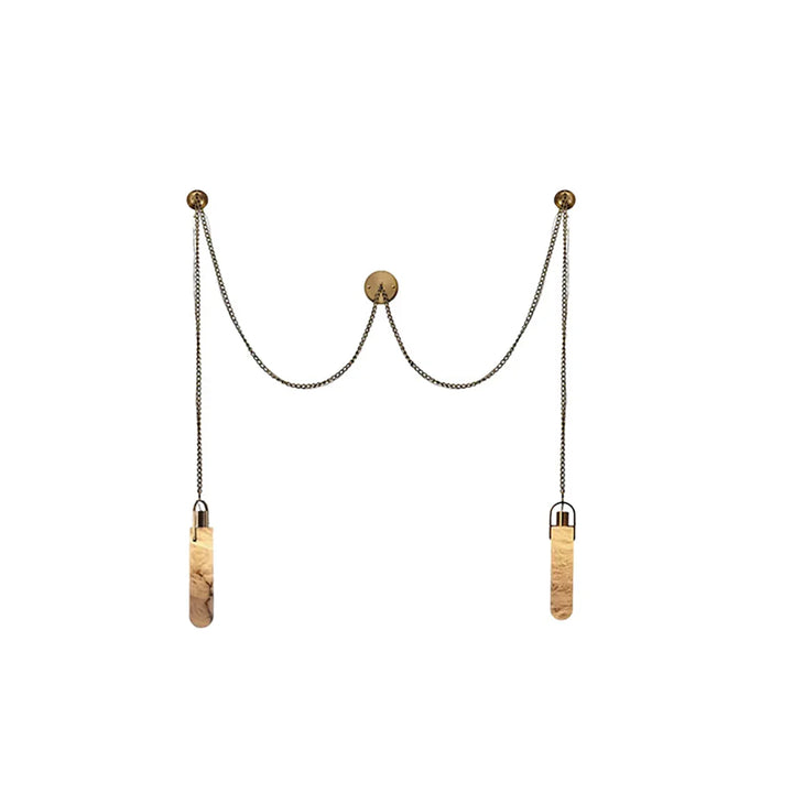 Alabaster Cylindrical Draped Chain Chandelier
