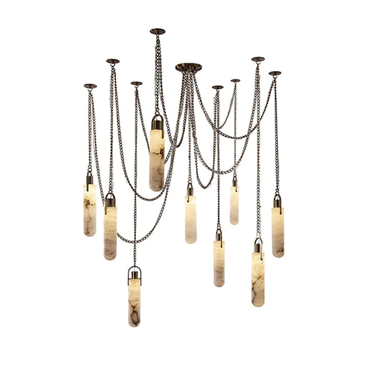 Alabaster Cylindrical Draped Chain Chandelier