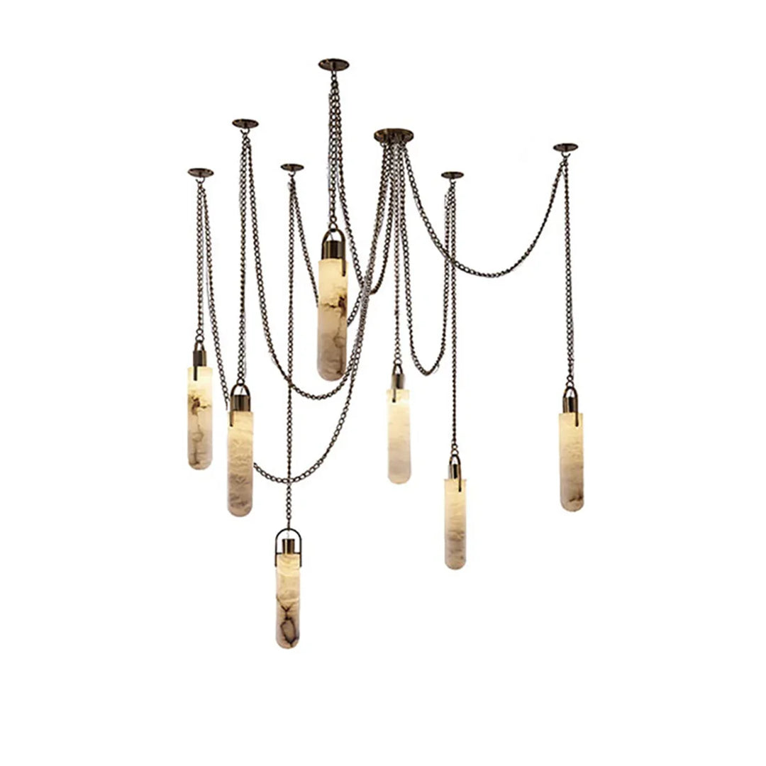 Alabaster Cylindrical Draped Chain Chandelier