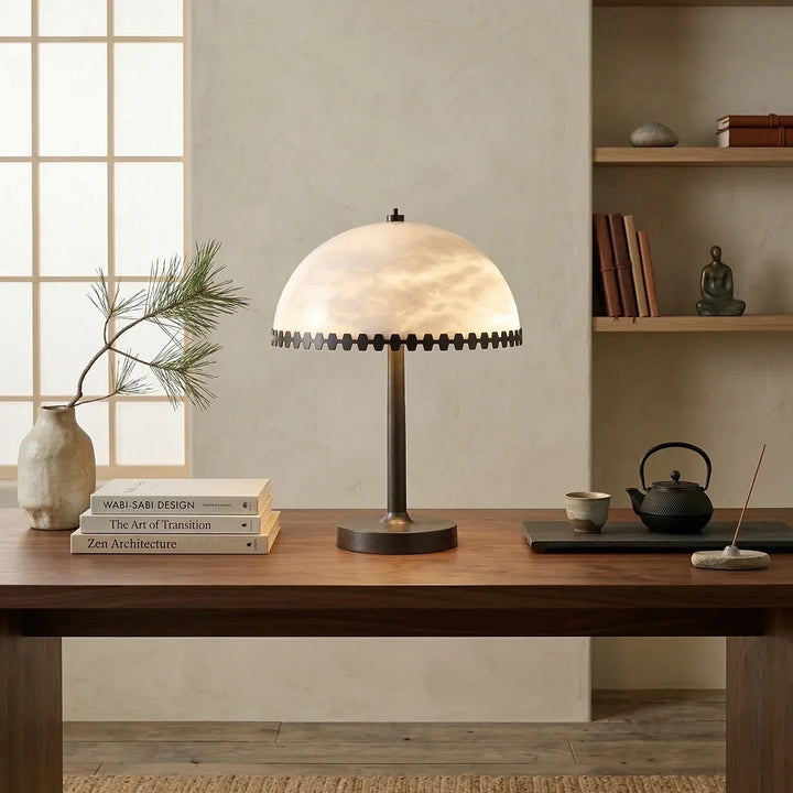 Alabaster Dome Trim Table Lamp