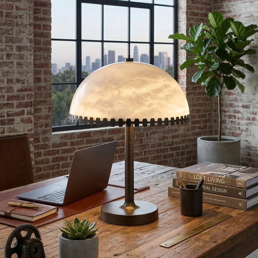 Alabaster Dome Trim Table Lamp