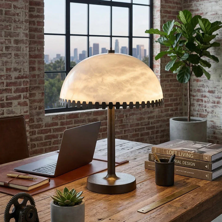Alabaster Dome Trim Table Lamp