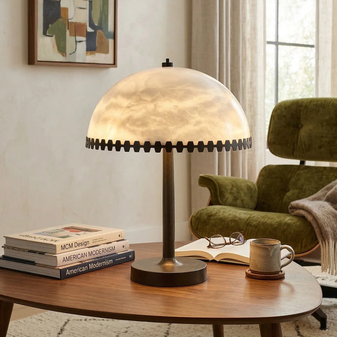 Alabaster Dome Trim Table Lamp