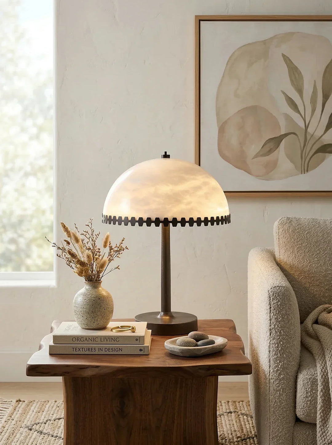Alabaster Dome Trim Table Lamp