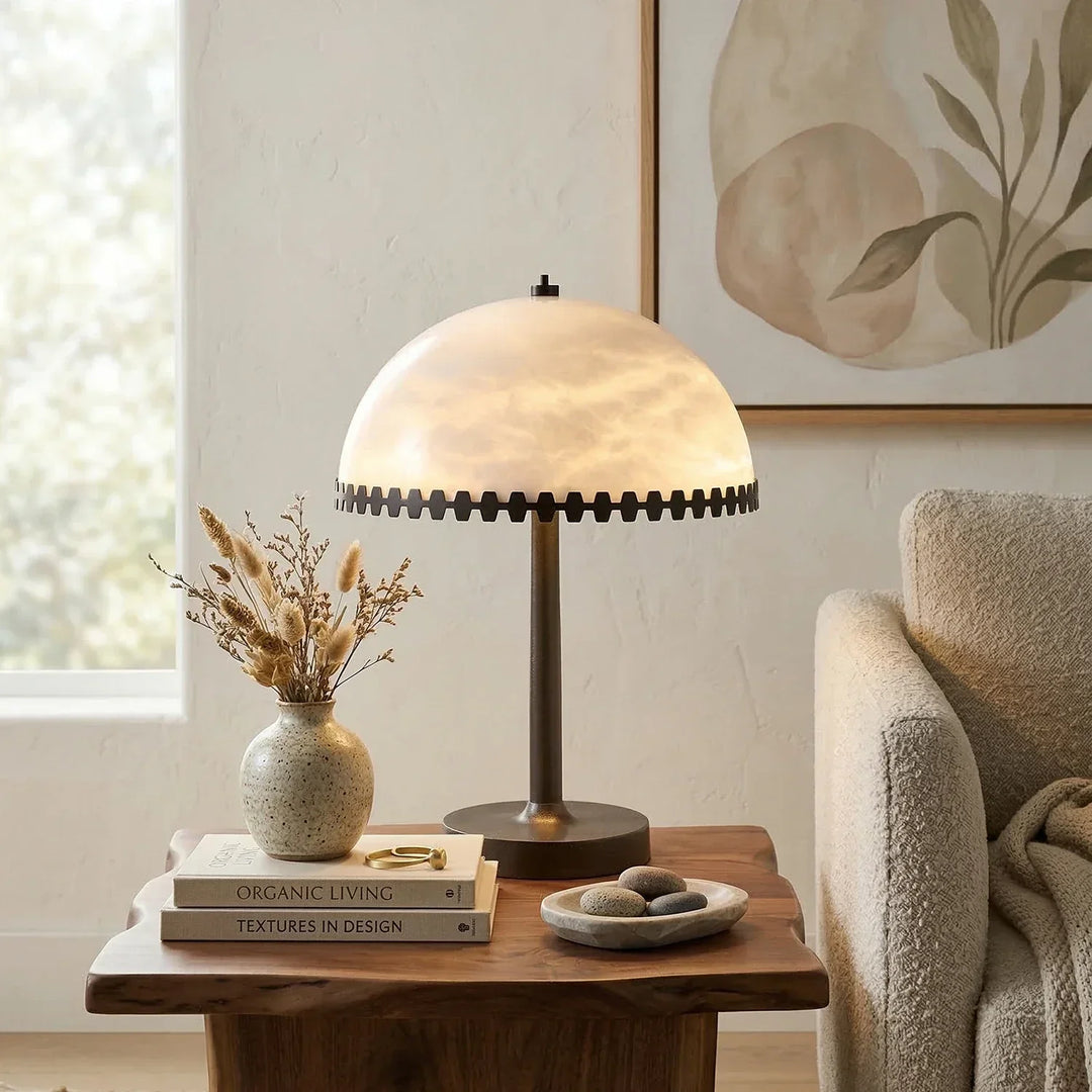 Alabaster Dome Trim Table Lamp