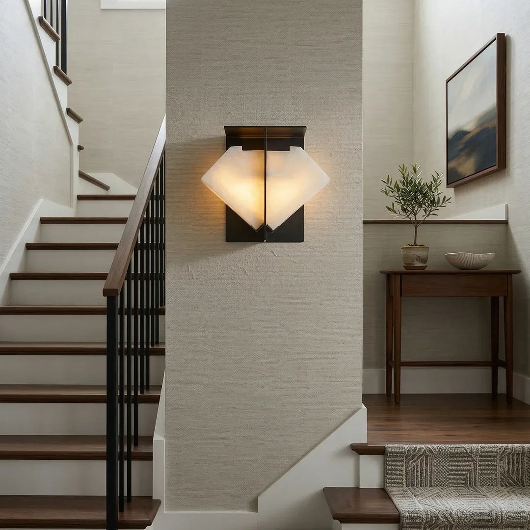 Alabaster Folded Halo Geometric Wall Sconce