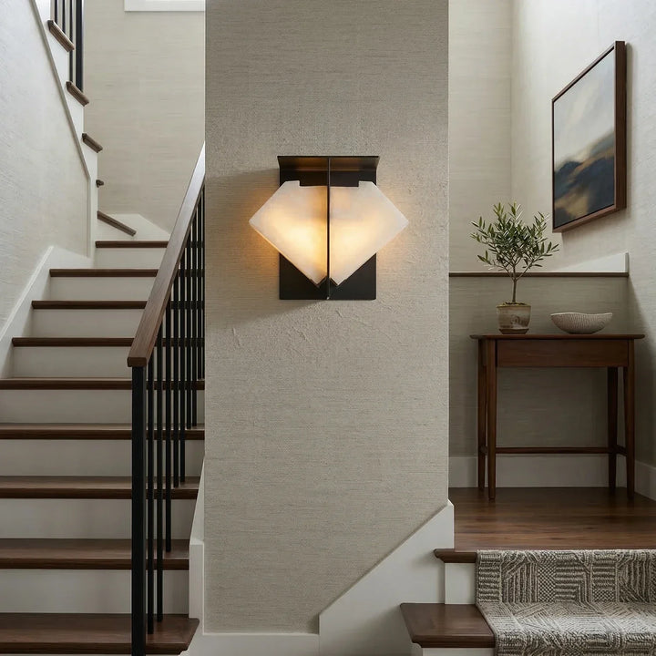 Alabaster Folded Halo Geometric Wall Sconce