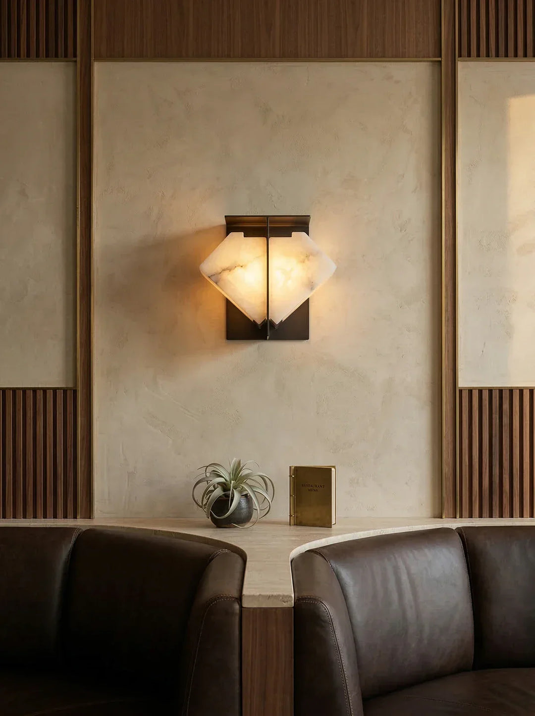 Alabaster Folded Halo Geometric Wall Sconce