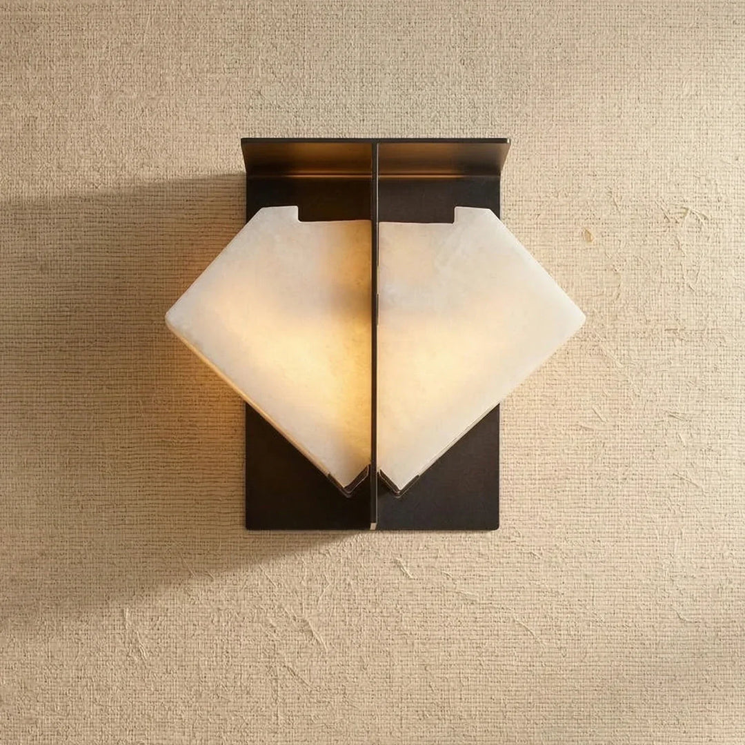 Alabaster Folded Halo Geometric Wall Sconce