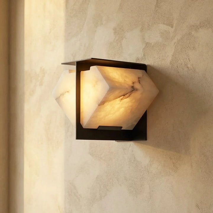 Alabaster Folded Halo Geometric Wall Sconce