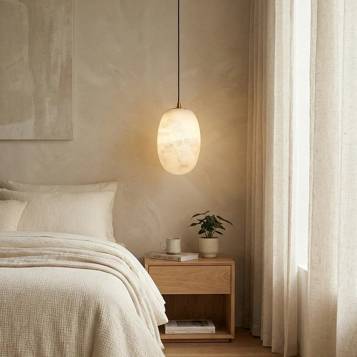 Alabaster Modern Pebble Pendant Lamp - view 2 | Woorglamp