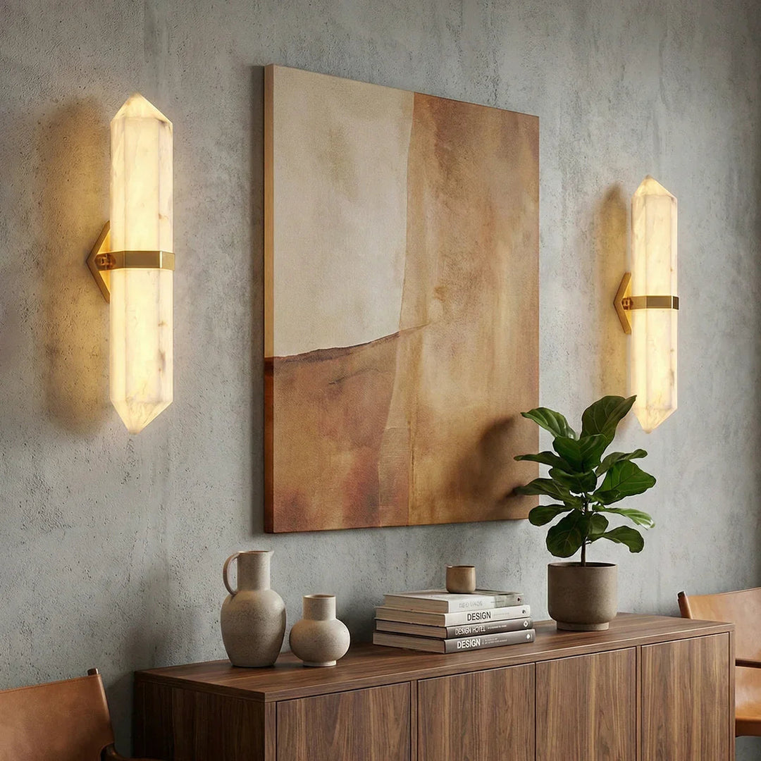 Alabaster Obelisk Wall Sconce