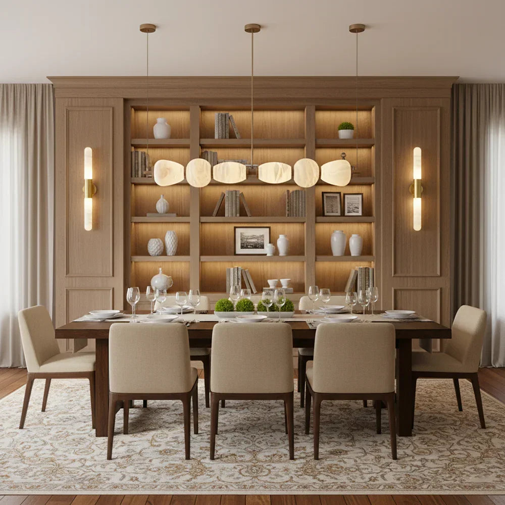 Alabaster Pebble Linear Chandelier