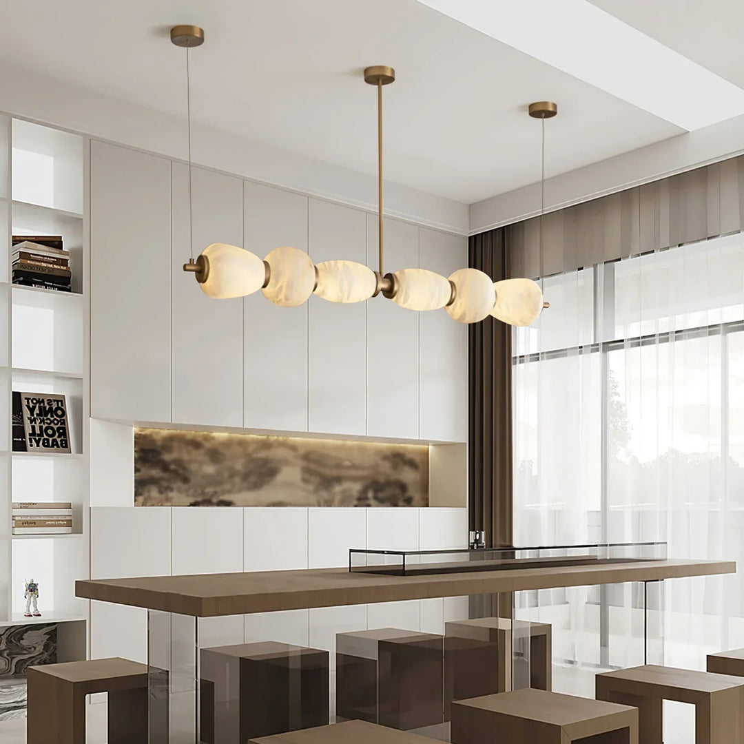 Alabaster Pebble Linear Chandelier