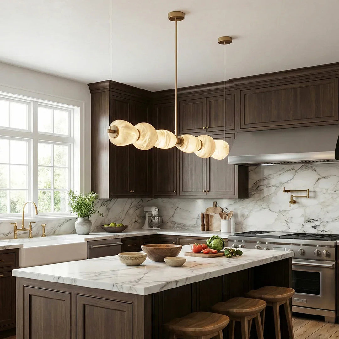 Alabaster Pebble Linear Chandelier