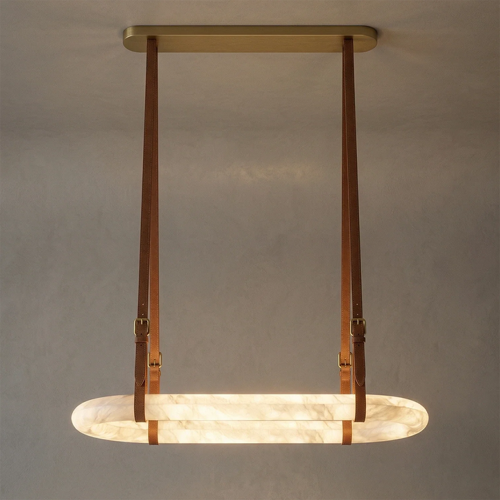 Alabaster Round Leather Chandelier