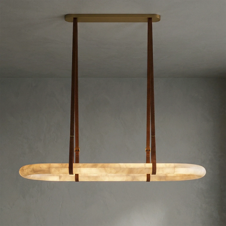 Alabaster Round Leather Chandelier