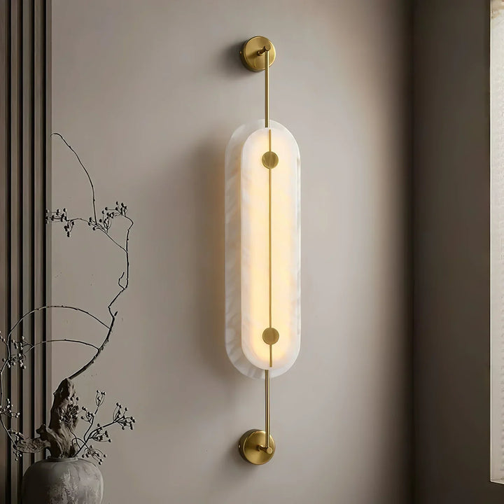 Alabaster Solvane Slender Oval Wall Sconce