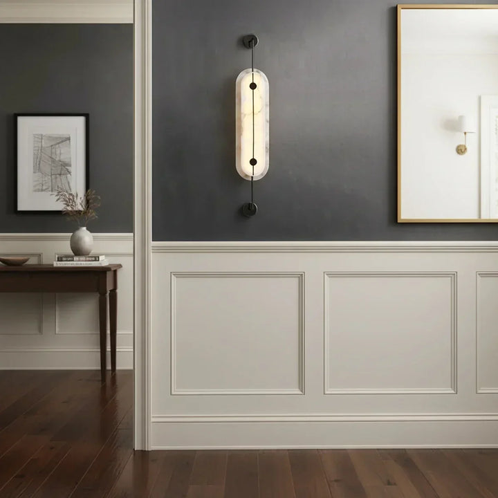 Alabaster Solvane Slender Oval Wall Sconce