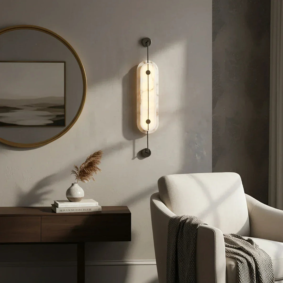 Alabaster Solvane Slender Oval Wall Sconce