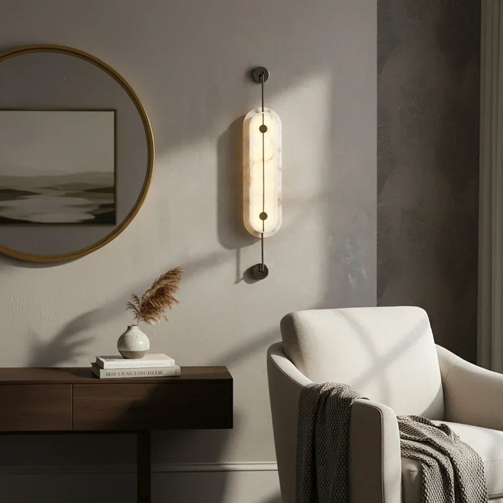 Alabaster Solvane Slender Oval Wall Sconce