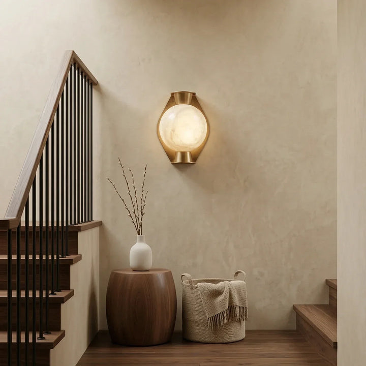 Alabaster Spherical Decorative Art Wall Lamp