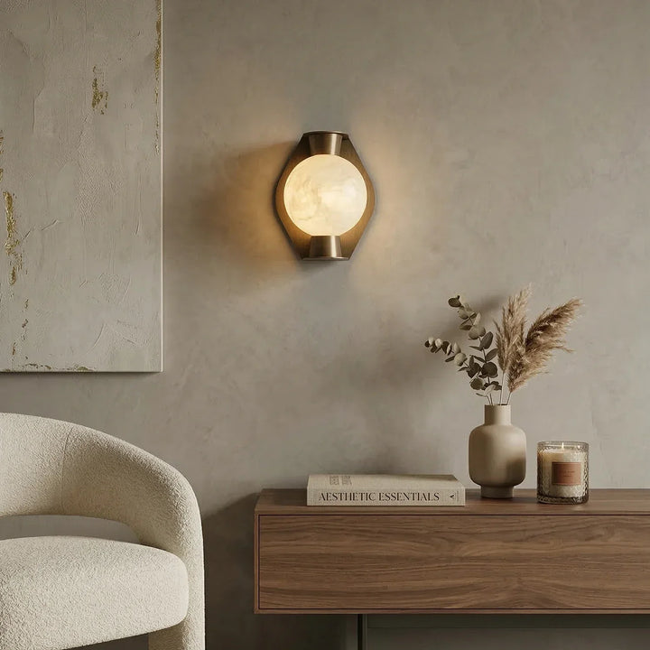Alabaster Spherical Decorative Art Wall Lamp