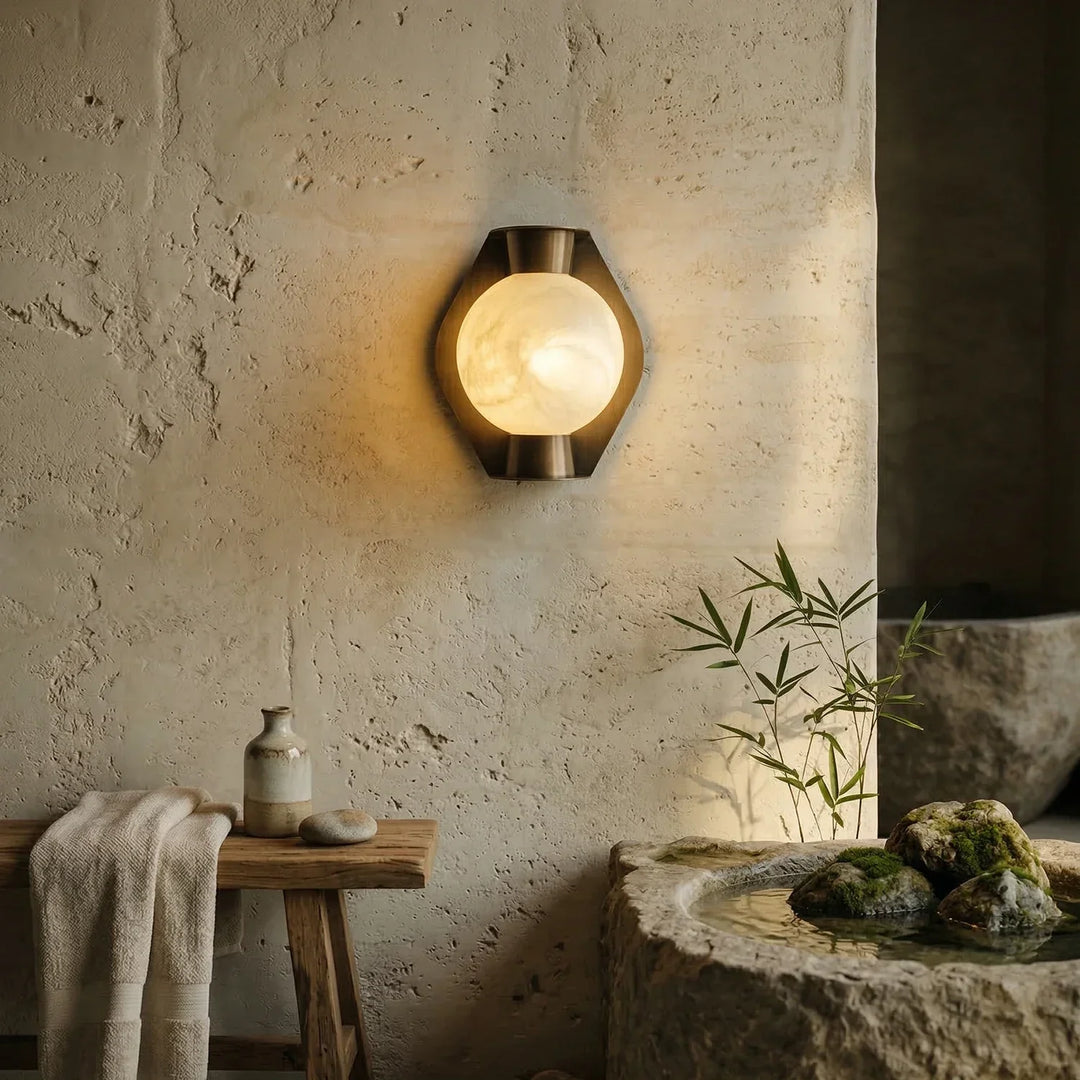 Alabaster Spherical Decorative Art Wall Lamp