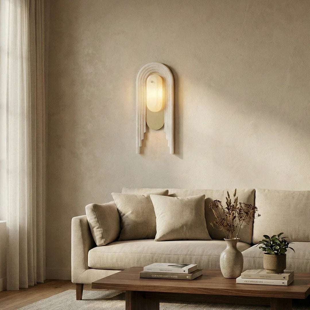 Alabaster Stacked Oval Cascada Wall Sconce