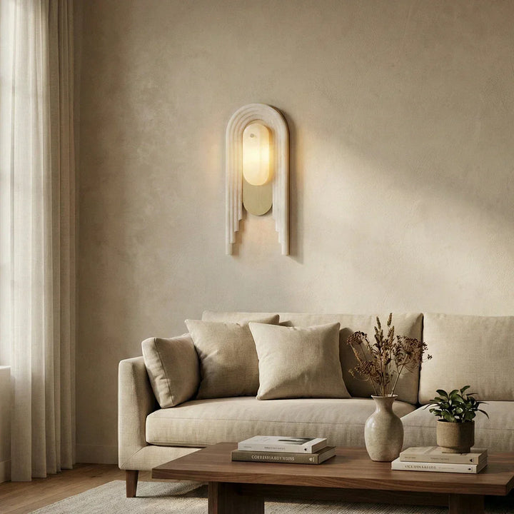Alabaster Stacked Oval Cascada Wall Sconce