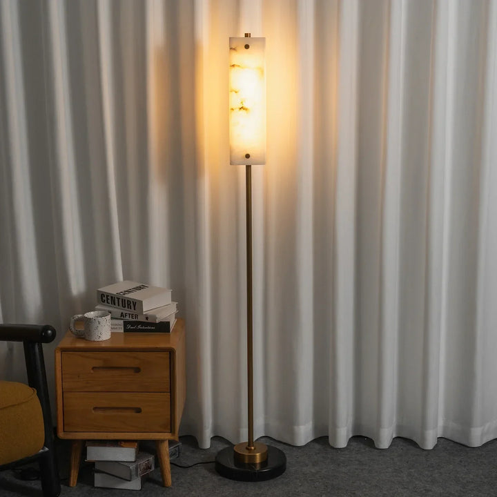 Alabaster Years Brass Floor Lamp