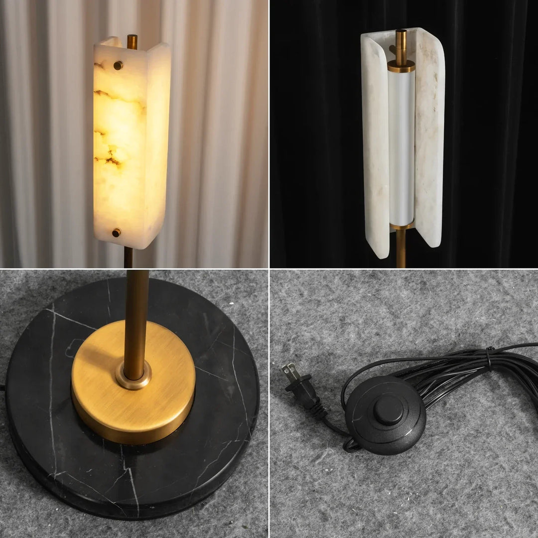 Alabaster Years Brass Floor Lamp
