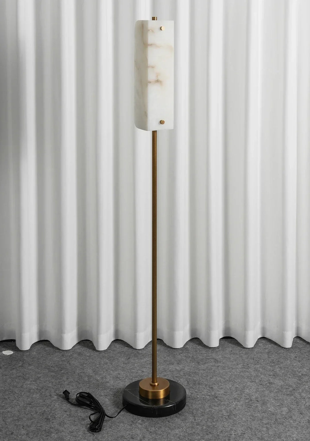 Alabaster Years Brass Floor Lamp