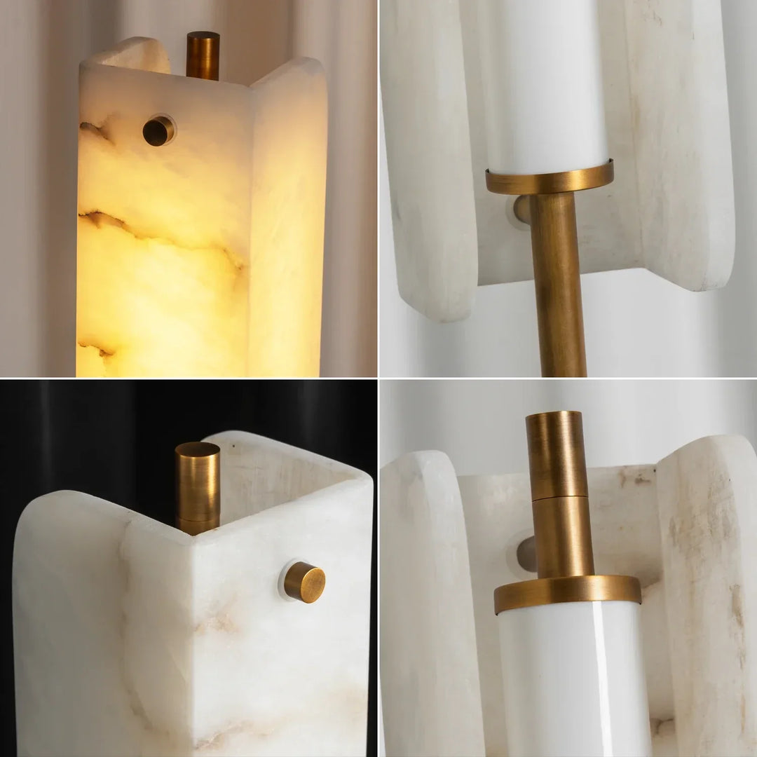 Alabaster Years Brass Floor Lamp