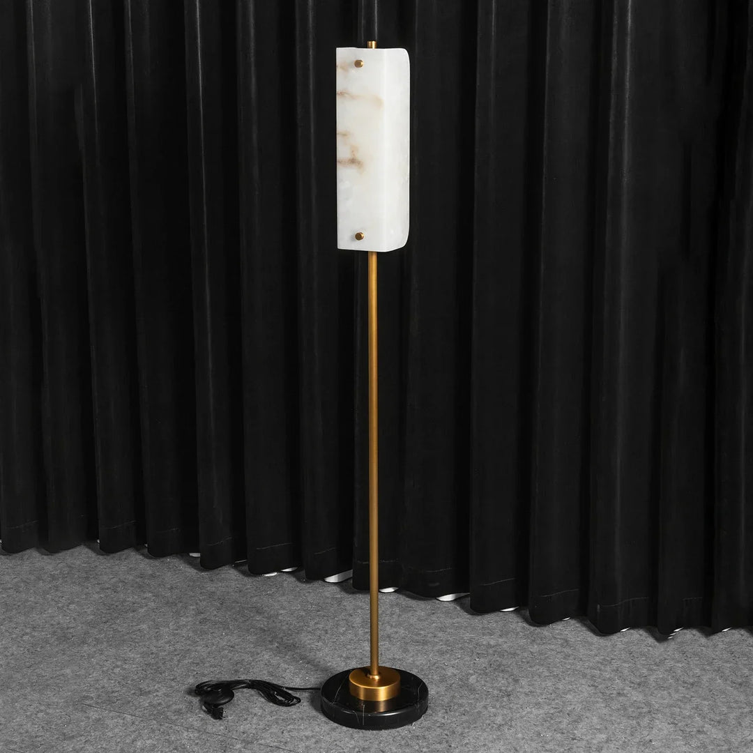Alabaster Years Brass Floor Lamp
