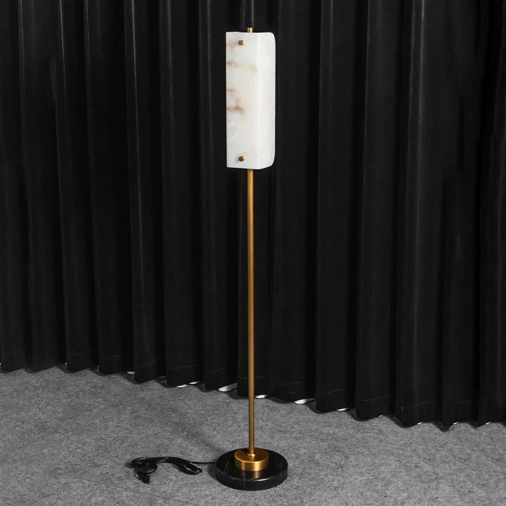 Alabaster Years Brass Floor Lamp
