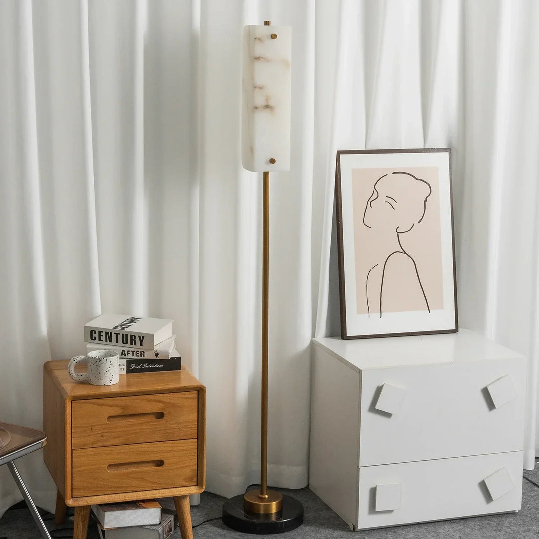 Alabaster Years Brass Floor Lamp