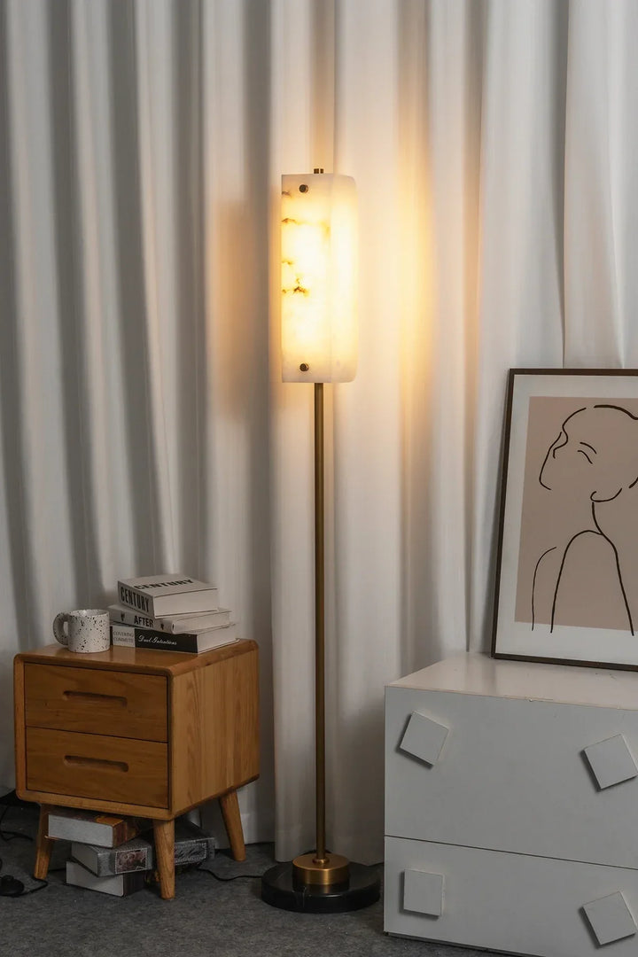 Alabaster Years Brass Floor Lamp