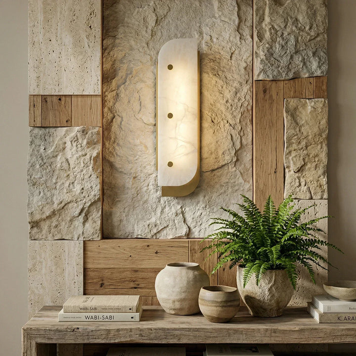 Asymmetrical Elaris Alabaster Wall Lamp
