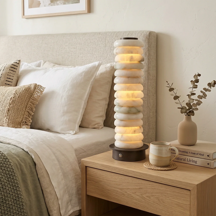Multi-Tiered Alabaster Table Lamp - view 2 | Woorglamp