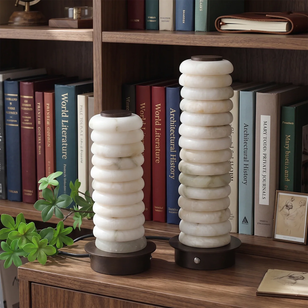 Multi-Tiered Alabaster Table Lamp - view 11 | Woorglamp