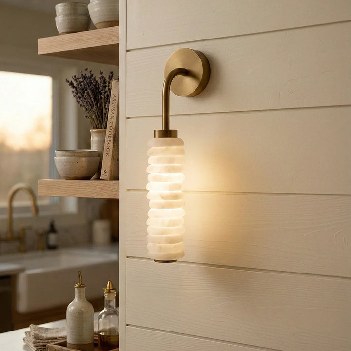 Calla Cylinder Alabaster Wall Lamp