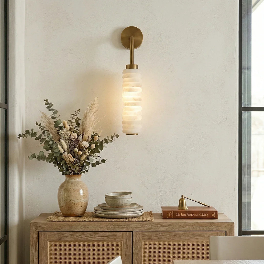 Calla Cylinder Alabaster Wall Lamp